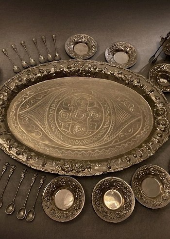 İşlemeli Gümüş Kaplama Vintage Şık Takım - Görsel 9