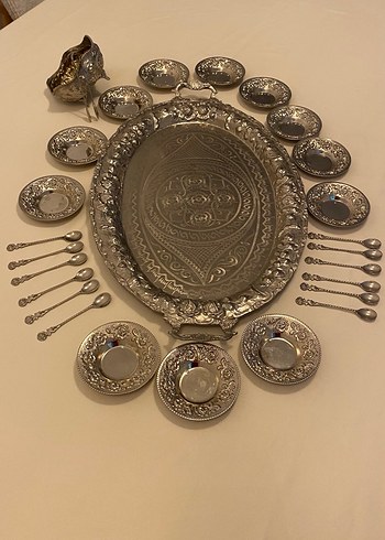 İşlemeli Gümüş Kaplama Vintage Şık Takım - Görsel 10