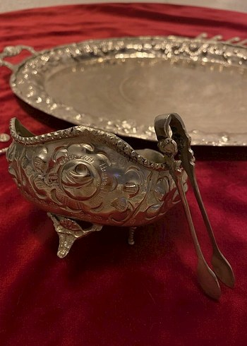 İşlemeli Gümüş Kaplama Vintage Şık Takım - Görsel 4