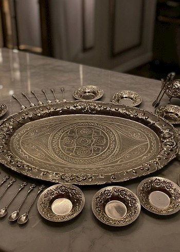 İşlemeli Gümüş Kaplama Vintage Şık Takım - Görsel 8