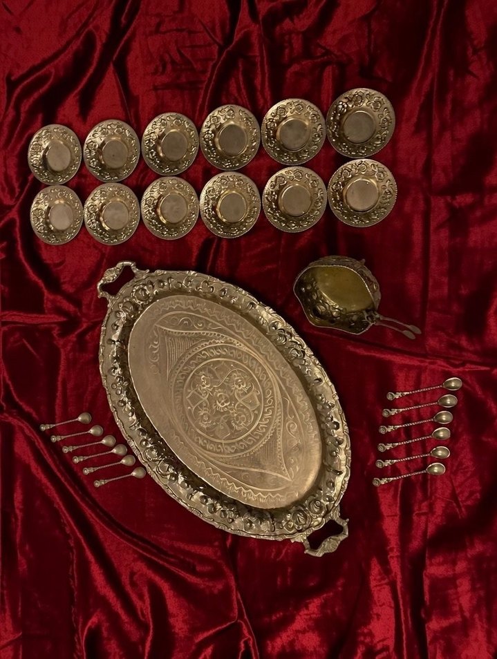 İşlemeli Gümüş Kaplama Vintage Şık Takım - Görsel 2