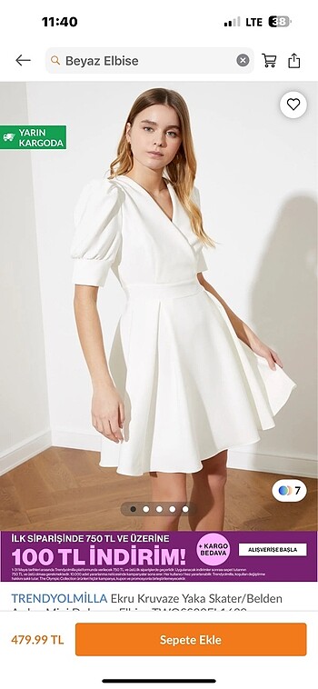 Trendyol marka beyaz elbise