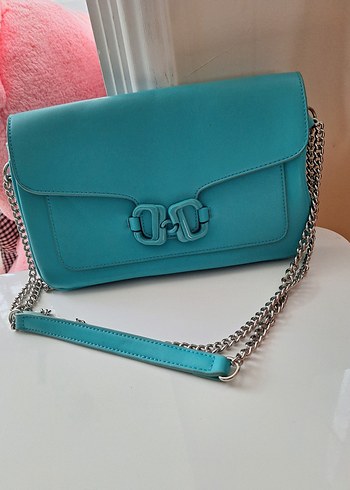 DOLCA&GABBANA Zincir Detaylı Turkuaz Deri Kadın Çanta