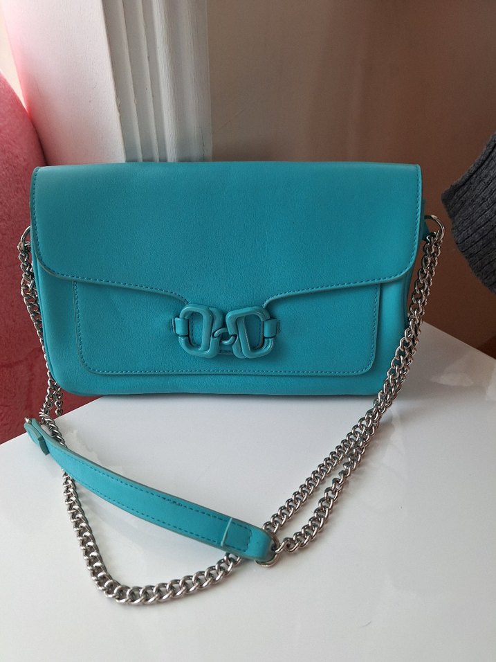 DOLCA&GABBANA Zincir Detaylı Turkuaz Deri Kadın Çanta - Görsel 3
