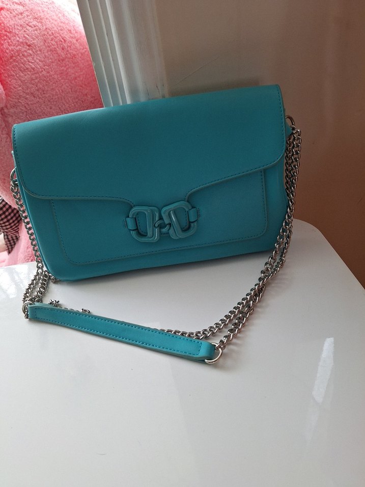 DOLCA&GABBANA Zincir Detaylı Turkuaz Deri Kadın Çanta - Görsel 2