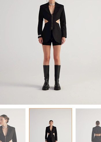 m Beden Siyah Mini Blazer Kesim Detaylı