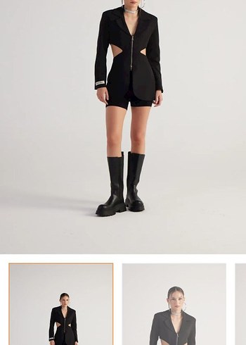 Diğer Siyah Mini Blazer Kesim Detaylı
