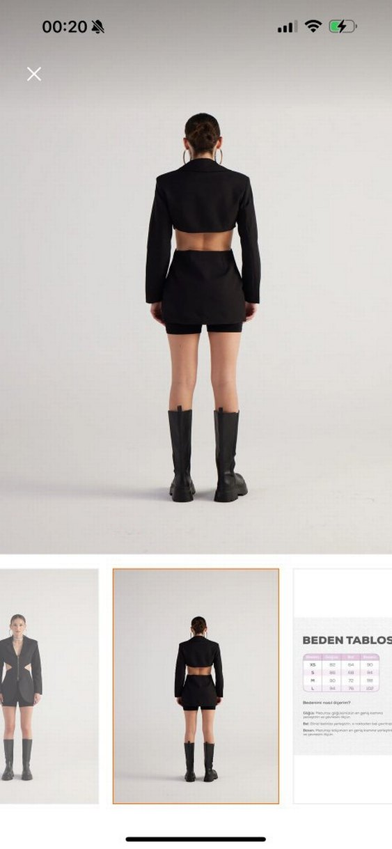 Siyah  Mini Blazer Kesim Detaylı - Görsel 5