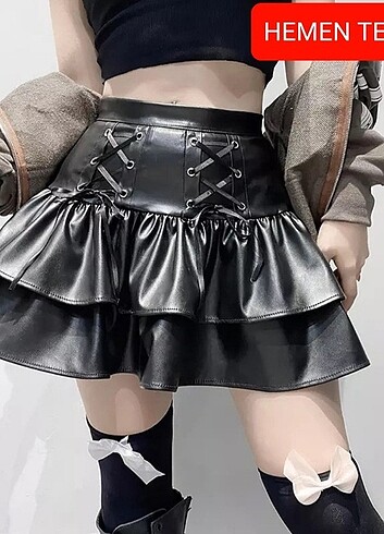 GOTHIC DERİ ETEK