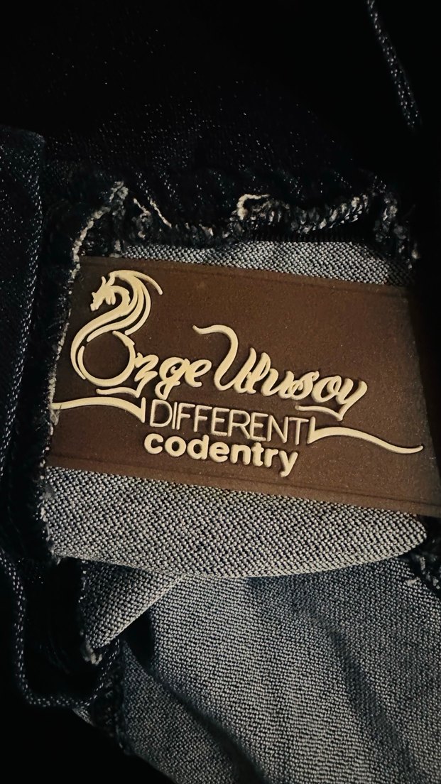 Lacivert Kadın diz hizasında kesmiştim Denim Elbise - Görsel 4