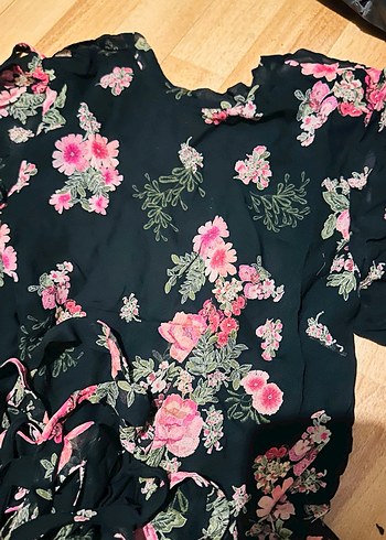 Pembe Çiçekli kısa Bohem Elbise - Görsel 3