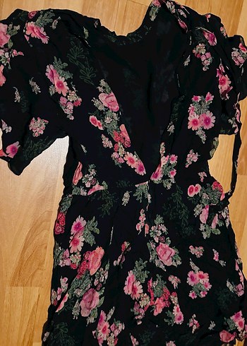 Pembe Çiçekli kısa Bohem Elbise - Görsel 5