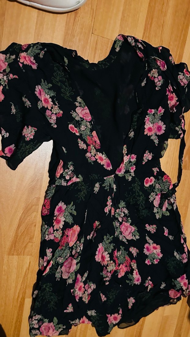 Pembe Çiçekli kısa Bohem Elbise - Görsel 5