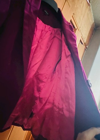 Kadın kadife Mor Mini Saten Blazer Ceket - Görsel 5