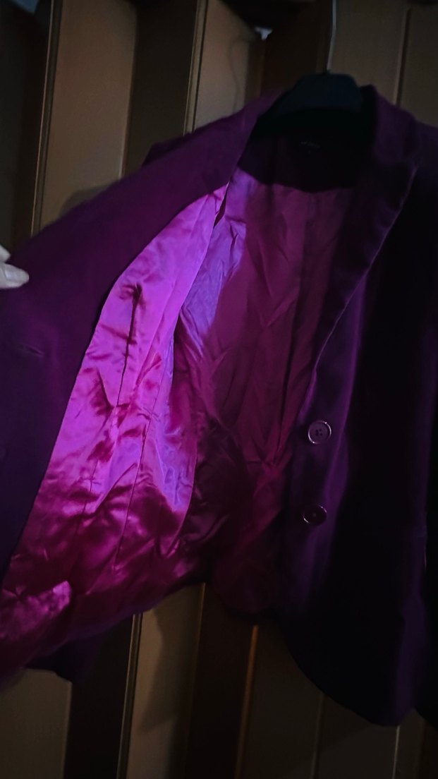 Kadın kadife Mor Mini Saten Blazer Ceket - Görsel 4