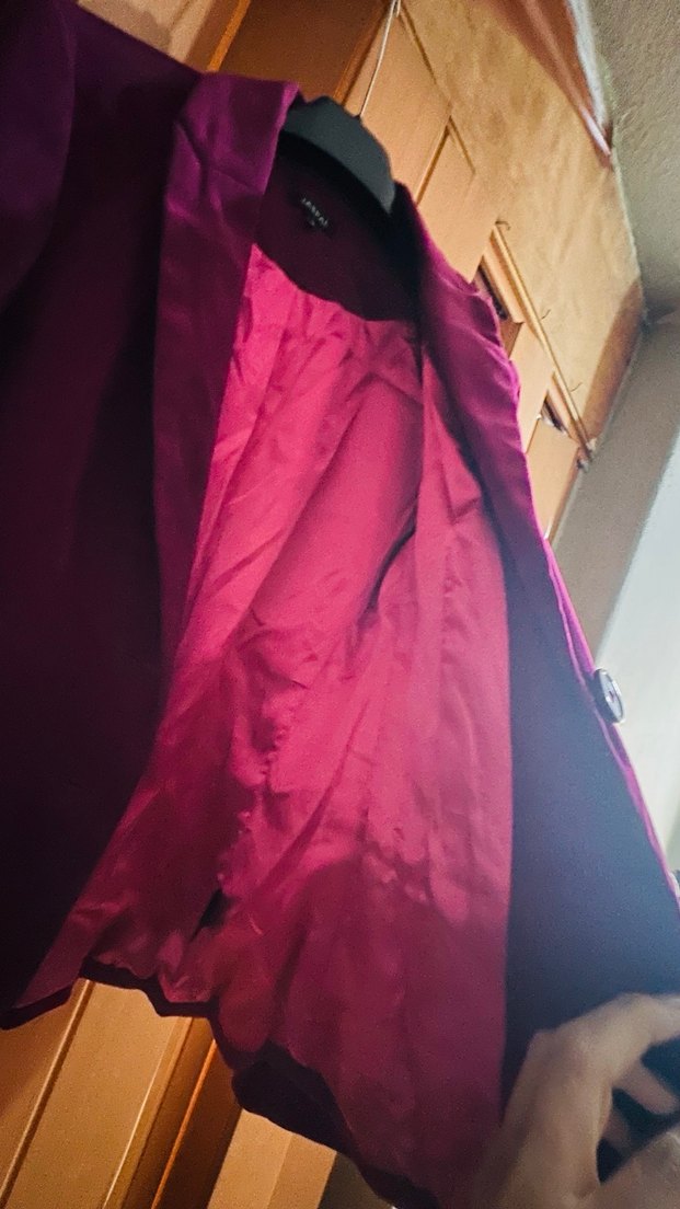 Kadın kadife Mor Mini Saten Blazer Ceket - Görsel 5