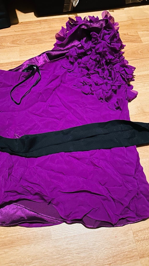 Mor Straplez tek omuz  normal boy Abiye bluz - Görsel 2