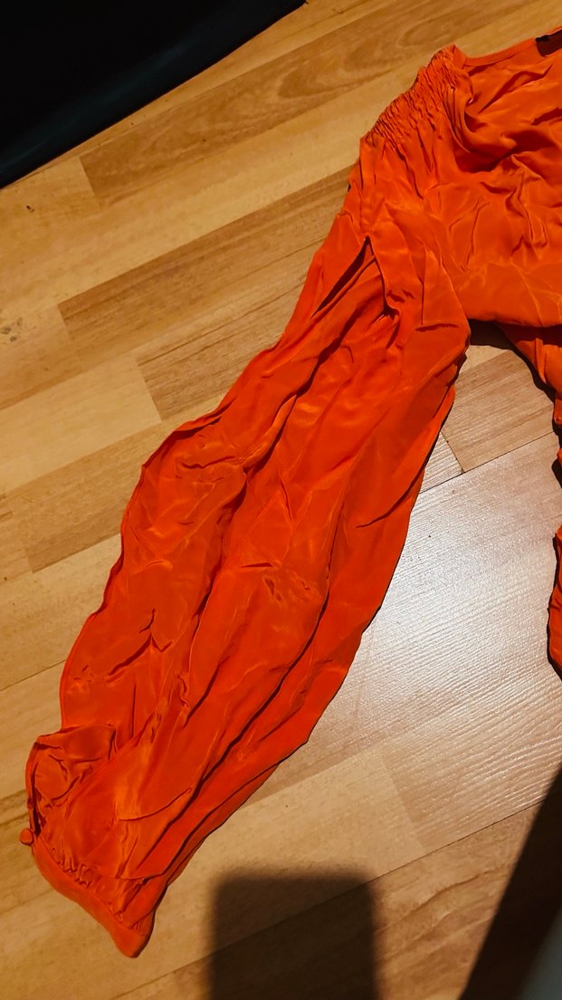 Drapeli Turuncu Keten V Yaka Kadın Bluz - Görsel 4