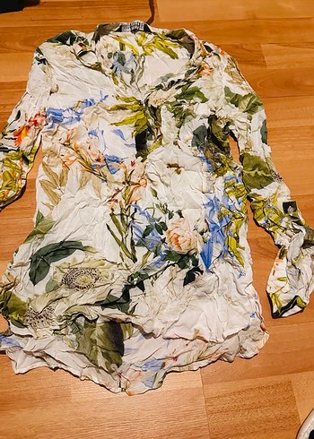 Çiçek Desenli Bohem Çok Renkli gömlek tipli bluz - Görsel 4