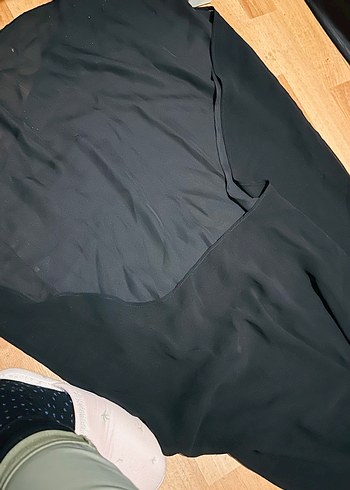 Siyah düz önü kısa Uzun Abiye Elbise - Görsel 4