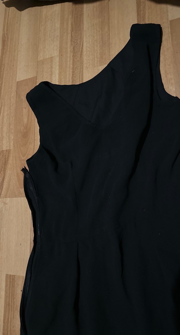 Siyah düz önü kısa Uzun Abiye Elbise - Görsel 5