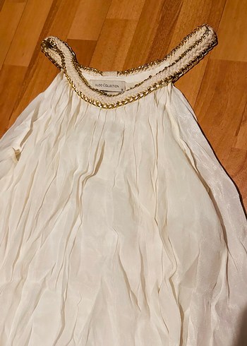 Beyaz  Bohem Kadın mini Abiye Elbise - Görsel 2