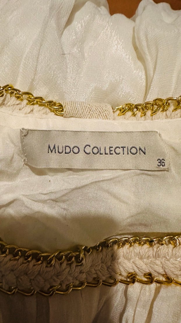 Beyaz  Bohem Kadın mini Abiye Elbise - Görsel 4