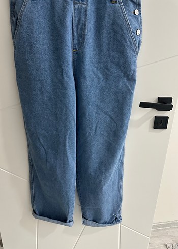 Kadın Mavi Denim Askılı Bol Kesim Tulum - Görsel 5