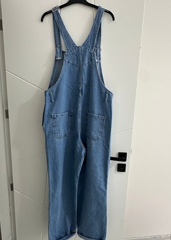 Kadın Mavi Denim Askılı Bol Kesim Tulum - Görsel 6