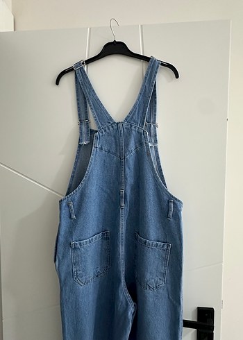 Kadın Mavi Denim Askılı Bol Kesim Tulum - Görsel 7