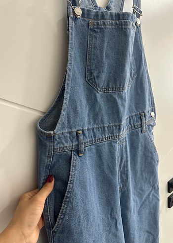 Kadın Mavi Denim Askılı Bol Kesim Tulum - Görsel 4