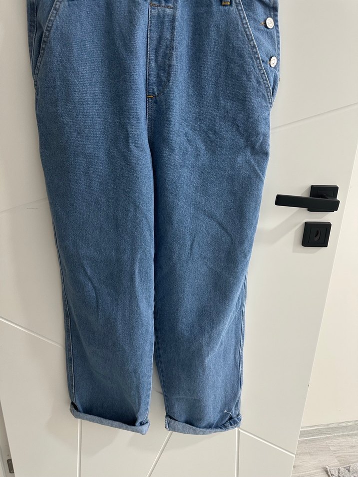 Kadın Mavi Denim Askılı Bol Kesim Tulum - Görsel 5