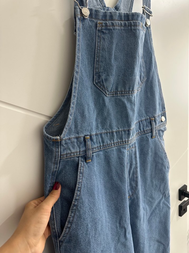 Kadın Mavi Denim Askılı Bol Kesim Tulum - Görsel 4