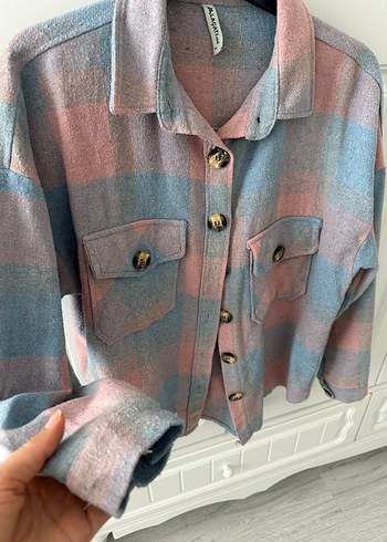 Pastel Renkli Düğmeli Kadın Gömlek - Görsel 4