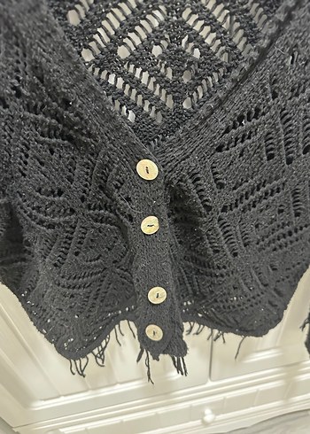 Siyah Bohem Örgü Hırka - Görsel 3