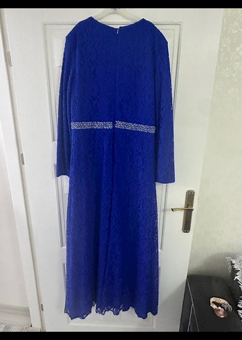 Lacivert Uzun Dantel Abiye Elbise - Görsel 2