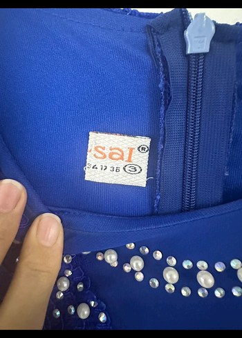 Lacivert Uzun Dantel Abiye Elbise - Görsel 7