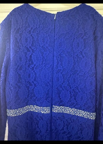 Lacivert Uzun Dantel Abiye Elbise - Görsel 4