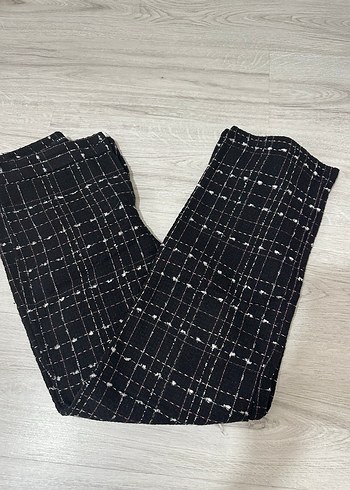 Kadın Siyah Kareli çizgili pantolon - Görsel 4