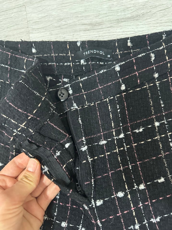 Kadın Siyah Kareli çizgili pantolon - Görsel 2