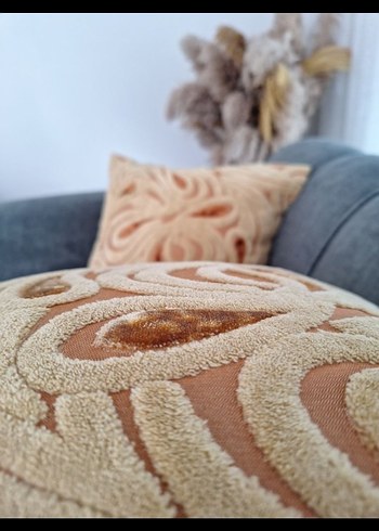 Bej kabartma kadife Modern Minder Kılıfı - Görsel 3