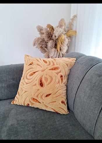 Bej kabartma kadife Modern Minder Kılıfı - Görsel 4