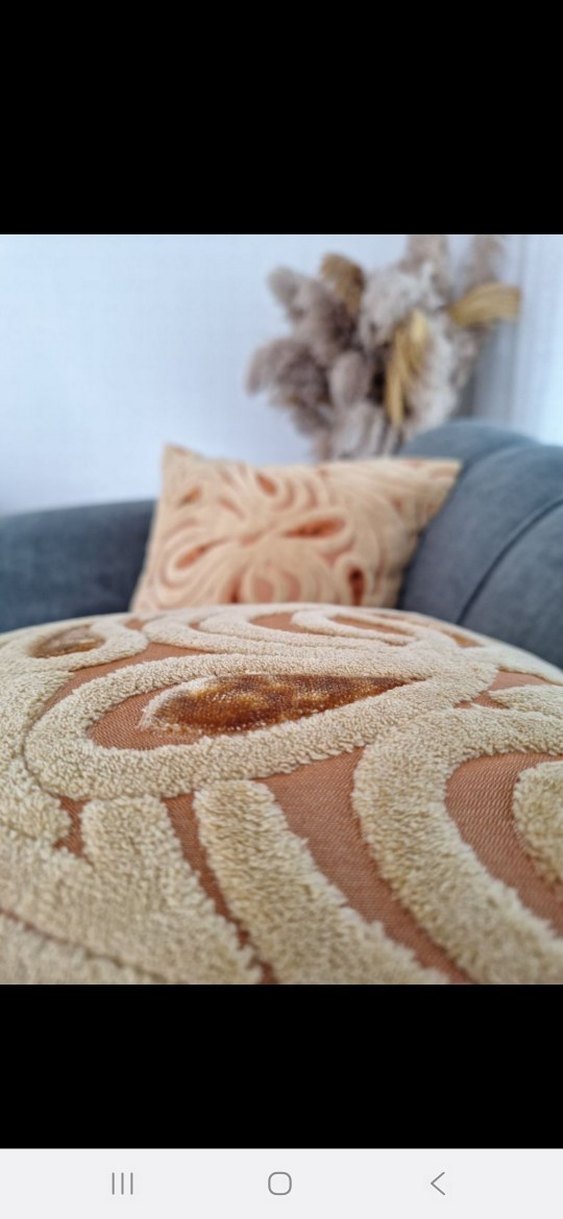 Bej kabartma kadife Modern Minder Kılıfı - Görsel 3