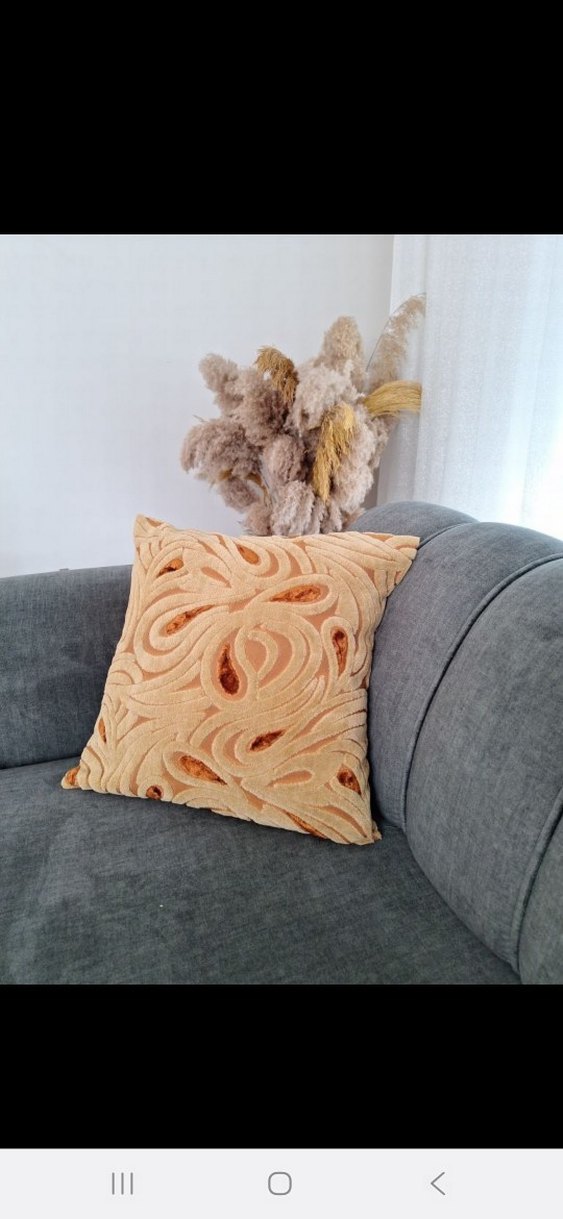 Bej kabartma kadife Modern Minder Kılıfı - Görsel 4