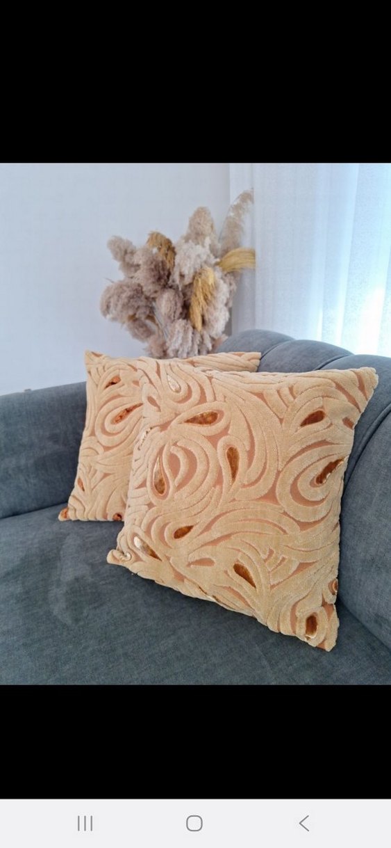 Bej kabartma kadife Modern Minder Kılıfı - Görsel 2