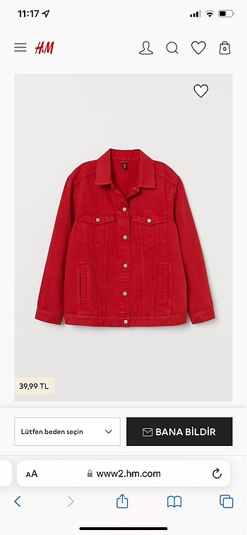 m Beden kırmızı Renk H&M kot ceket