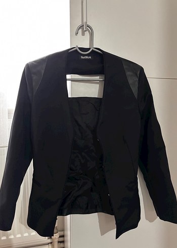 Kadın Siyah Deri Blazer Ceket