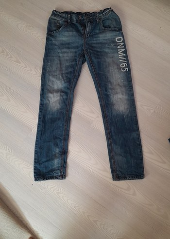 Erkek Çocuk Mavi Baskılı Bol Kesim Kot Pantolon