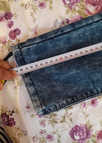 27 Beden mavi Renk Düğmeli Mavi Kadın Denim Pantolon