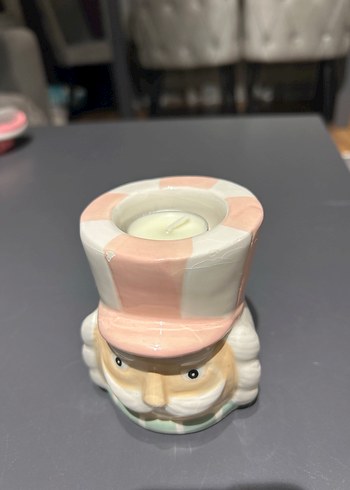 Pastel Renkli Beyaz Seramik Mumluk - Görsel 2